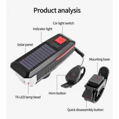 Ліхтар на сонячній батареї Solar Horn чорний з червоним